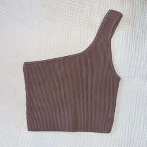 Babaton Ribbed One Shoulder Crop Top